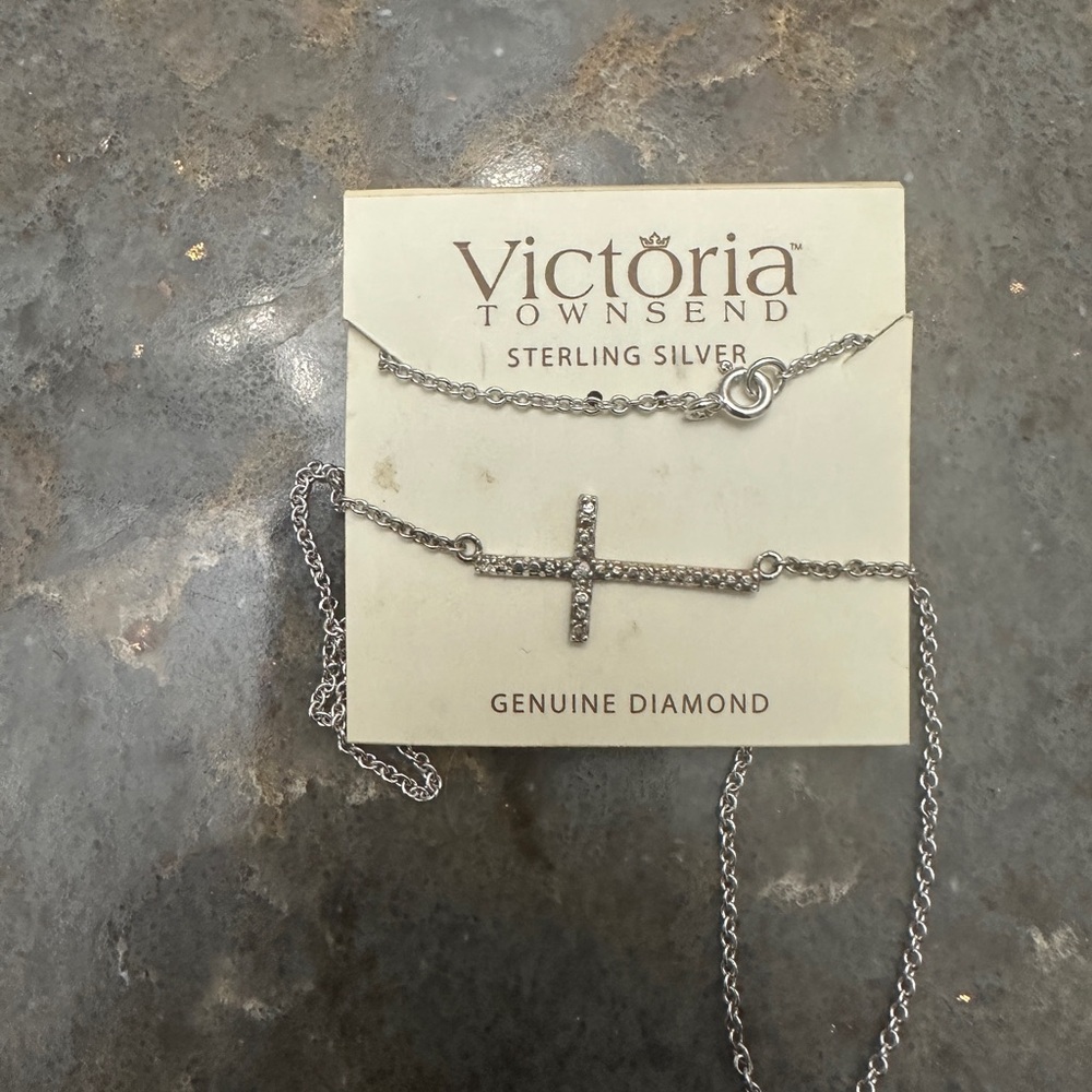 Victoria Townsend Sterling Silver Diamond Cross Necklace - Picture 2 of 3